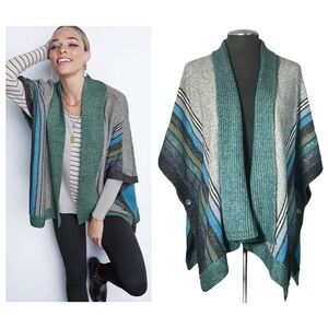 Cabi  S/Xs Women's Multicolor Striped poncho wrap Sweater coat